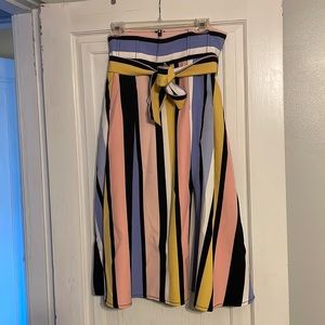 New York & Company Pastel Striped Midi Skirt (size 8)